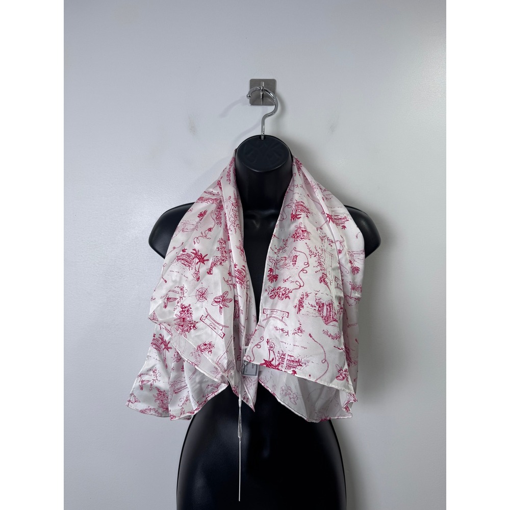 NWT Petite Plume x Eden Rock Women Red Reverie Silk Scarf Toile Print OS